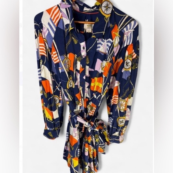 Maeve By Anthropologie Nautical Shirt Dress Mini  Womens XL
Navy gold Belt tie - Picture 4 of 15